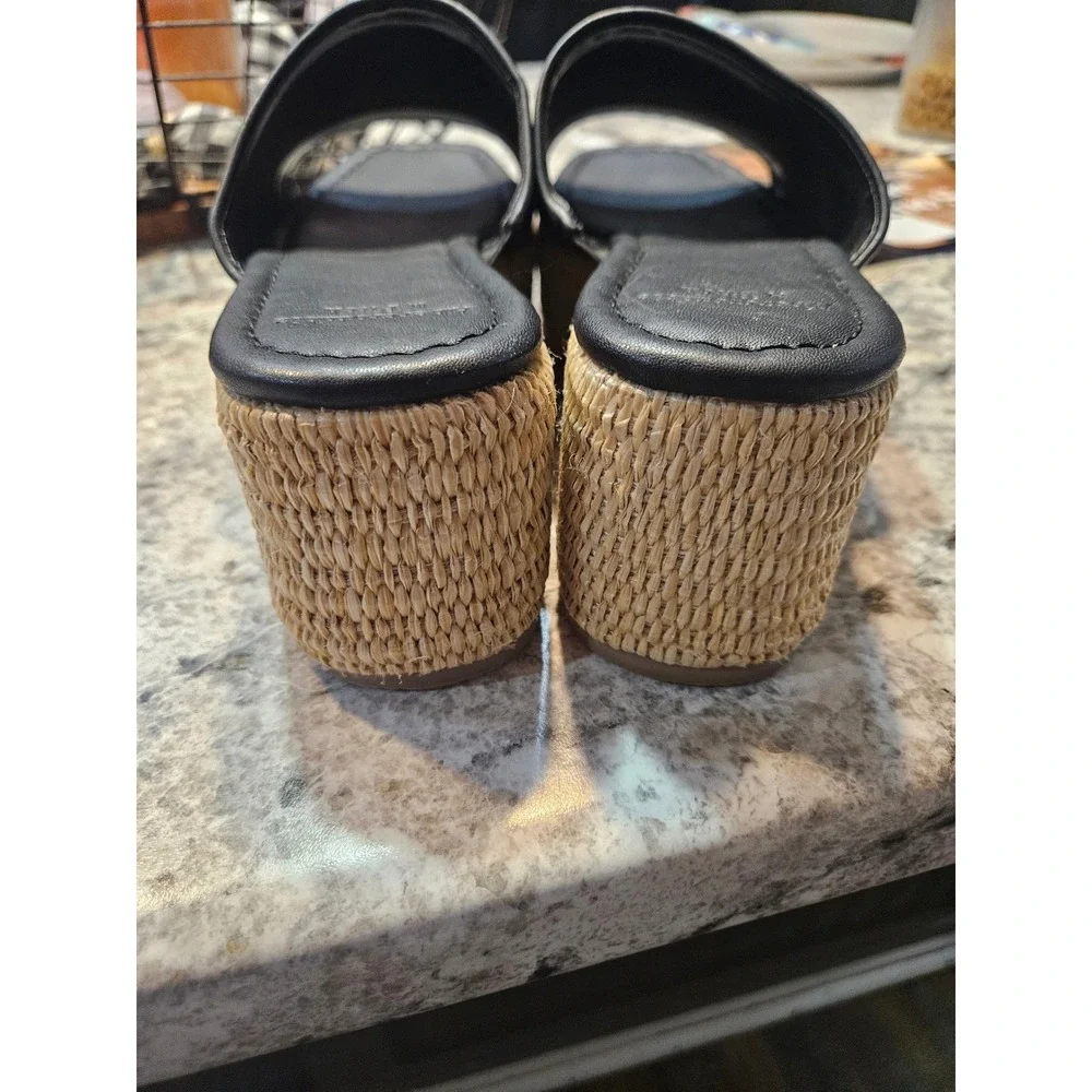 Abercrombie & Fitch Womns Black Raffia Platform Wedge  Sandals Size 7.5 Ky Derby - Picture 2 of 5